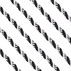 Черный 8.5м плетеный шнур из полиэстера для изготовления ювелирных изделий, круглые, чёрные, 8 мм, около 9.30 ярдов (8.5 м) / комплект