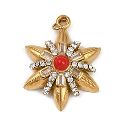 Золотой 304 подвески из нержавеющей стали, с кристально горный хрусталь, звезда, золотые, 28.5x21.5x7.5 мм, отверстие : 3.4 мм