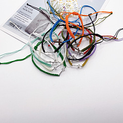 (52) Непрозрачная лаванда Сплав браслеты с поперечными связями для мужчин и женщин, с нейлоновым плетеным шнуром, платина, разноцветные, 5-7/8~12-5/8 дюйм (15~32 см)