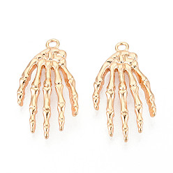 Настоящее золото 18K Латунные подвески, без кадмия, без никеля и без свинца, коготь, реальный 18 k позолоченный, 26x14.5x3~3.5 мм, отверстие : 1.8 мм