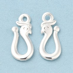 925 Sterling Silver Plated Brass Pendants, Cadmium Free & Lead Free, Snake Charm, 925 Sterling Silver Plated, 15x6.5x1.5mm, Hole: 1.4mm