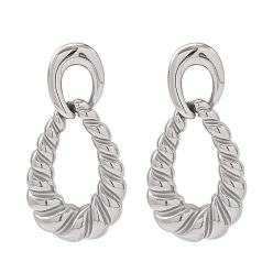 Нержавеющая Сталь Цвет Не тускнеющие 304 серьги-гвоздики из нержавеющей стали для женщин, слеза, цвет нержавеющей стали, 53x27 мм