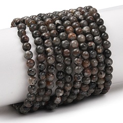 Syenite Brins de perles de syénite fluorescente naturelle (lueur sous la lumière uv), lisse et rond, 4~5mm, Trou: 0.7mm, Environ 84 pcs/chapelet, 14.76'' (37.5 cm)