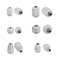 Couleur Acier Inoxydable 304 billes en acier inoxydable ondulé, forme lanterne, couleur inox, 12 pcs / boîte