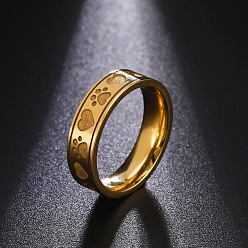 Золотой Кольца из нержавеющей стали с отпечатками лап, украшения для унисекс, золотые, 6 мм, размер США 9 (18.9 мм)