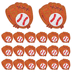 Шоколадный 20 шт. полиэстеровые заплатки для термоприклеивания/пришивания, термоклей, аппликации из ткани, бейсбол, цвет шоколада, 59x57x1.5 мм