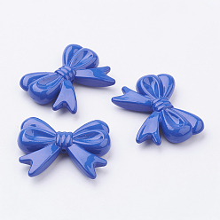 Blue Opaque Acrylic Beads, Bowknot, Blue, Size: about 36mm long, 46mm wide, 9mm thick, hole: 1mm, about 65pcs/500g