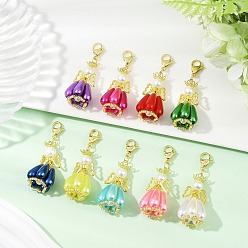 Золотой Ангел ручной работы стеклянные бусины и акриловые подвески украшения, Сплав с застежками когтя омара, золотые, 59 мм