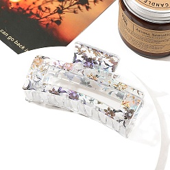 Цветок Пластиковые заколки для волос с прямоугольным принтом и когтями, аксессуары для волос для женщин и девочек, цветок, 45x85x40 мм