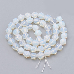 Opalite Opalite Beads Strands, Star Cut Round Beads, Faceted, 6~7x5~6mm, Hole: 1mm, about 36~38pcs/strand, 14.2~14.6 inch