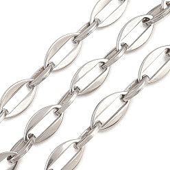 Нержавеющая Сталь Цвет 201 цепи овальные из нержавеющей стали, с катушкой, несварные, цвет нержавеющей стали, 11x7x1.5 mm и 15x8x1.5 mm