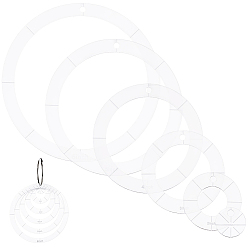 Flat Round 7Pcs 7 Styles Acrylic Quilting Template, Cutting Guide, Sewing Tools, Clear, Flat Round, 25~180x1.8mm, Hole: 5mm
