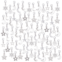 Античный Серебристый & Платиновый 72шт 12 стиль сплав подвесные украшения, Сплав с застежками когтя омара, разнообразные, старинное серебро и платина, 27~35 мм