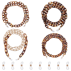 (52) Непрозрачная лаванда Цепочки для очков, шейный ремешок для очков, с акриловыми и алюминиевыми цепями, 304 застежки-лобстеры из нержавеющей стали и концы резиновых петель, разноцветные, 8 шт / коробка