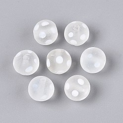 Белый Дым Матовое ручной работы Lampwork бисер, круглый с точкой, серый, 11.5~12 мм, отверстие : 0.9~1.6 мм