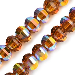 Седло Коричневый Гальванизируйте прозрачное стекло бисер нитей, тыква, граненые, с покрытием AB цвета, седло коричневый, 8x6 мм, отверстие : 1.2 мм, около 78~81 шт / нитка, 18.50'' (47 см)