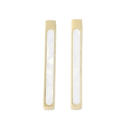 Настоящее золото 18K Природные подвески оболочки, ионное покрытие (IP) 304 прямоугольные подвески из нержавеющей стали, ручная полировка, реальный 18 k позолоченный, 34x4x3.5 мм, отверстие : 2.4 мм