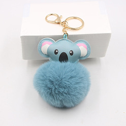 Кадет Синий Милый брелок с изображением коалы для женщин, Подвеска-подвеска в виде автомобиля из искусственного меха кролика, кадетский синий, 13x10 см