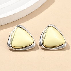 Платиновый & Золотой Двухцветные треугольные серьги-гвоздики из латуни для женщин, стойки покрытие, прочное покрытие, без кадмия и без свинца, платиной и золотом, 22x23 мм