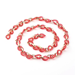 Rot Handgefertigte undurchsichtige sprühlackierte Acryl- und CCB-Kunststoffkette, für die Herstellung von Handtaschen-Gliederketten, rot, 100 cm