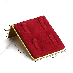 Темно-Красный Бархатные кольца отображения, прямоугольные, темно-красный, 7.5x6.5x3 см