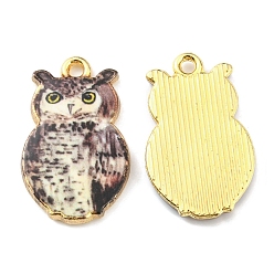 Розово-Коричневый Печатные подвески сплава, золотые, сова, розово-коричневый, 23x14x2 мм, отверстие : 1.6 мм