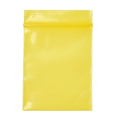 Желтый Однотонные полиэтиленовые пакеты с замком на молнии, закрывающиеся маленькие сумки для хранения ювелирных изделий, мешок с самоуплотнением, верхнего уплотнения, прямоугольные, желтые, 6.3x4 см (± 1~3 мм), односторонняя толщина: 2.7 мил(0.07мм), около 90~100 шт / упаковка