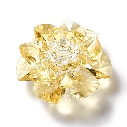 Желтый Стеклянные бусины тканые, кассетные шарики, лотос, желтые, 47x25 мм, отверстие : 7 мм