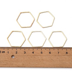 Light Gold Brass Linking Rings, Hexagon, Light Gold, 20x22.5x1mm, about 1000pcs/bag