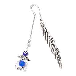 Античное Серебро Тибетском стиле сплава перо закладки, закладки для книг в виде ангелов из стекла и лэмпворка, античное серебро, 115x13x3 мм