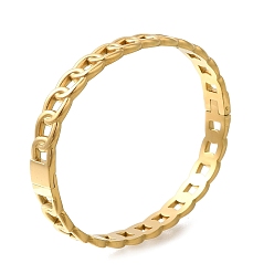 Золотой 304 цепи из нержавеющей стали с шарнирными браслетами, полый браслет для женщин, золотые, внутренний диаметр:2-3/8x2дюйм(6x4.95см)