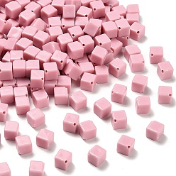 Pink Непрозрачные акриловые бусины, кубические, розовые, 10.5x11x8 мм, отверстие : 1.2 мм, Около 868~870 шт / 500 г