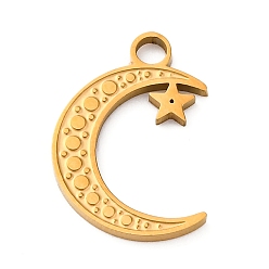 Золотой 304 подвески из нержавеющей стали, луна со звездным шармом, ионное покрытие (ip), золотые, 19x13x1.5 мм, отверстие : 2.5 мм