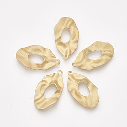 Matte Gold Color Smooth Surface Iron Pendants, Hammered, Oval, Matte Gold Color, 25x14.5x2.5mm, Hole: 1.2mm