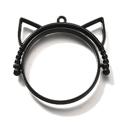 Черный Подвесные подвески из сплава, для diy уф смолы, эпоксидная смола, без кадмия, без никеля и без свинца, форма кошки, чёрные, 32x33x3.5 мм, отверстие : 1.5 мм