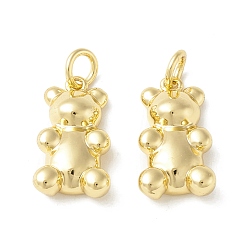Настоящее золото 18K Стойки обшивки латунные подвески, долговечный, без кадмия, без никеля и без свинца, медведь, реальный 18 k позолоченный, 17.5x9.5x3.5 мм, Перейти кольцо: 5x1 мм, 3 мм внутренним диаметром