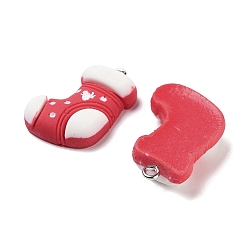 Christmas Socking Подвески из непрозрачной смолы на рождественскую тематику, рождественские прелести, рождественские носки, 25.5x19x6.5 мм, отверстие : 2 мм