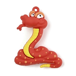 (123L) Белый крем непрозрачный блеск ПВХ подвески, змея, огнеупорный кирпич, 57x44x17 мм, отверстие : 3 мм