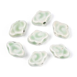 Темный Морско-зеленый Фарфоровые бусины ручной работы, облако, фантазии античного стекла фарфора, темно-зеленый, 10~12x16~16.5x6~6.5 мм, отверстие : 2.5~3 мм