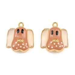 BurlyWood 304 colgantes de esmalte de acero inoxidable, encanto de perro, real 18 k chapado en oro, revestimiento de iones (ip), larga duración plateado, burlywood, 15.5x14x8 mm, agujero: 1.2 mm
