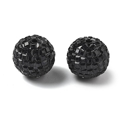 Черный Акриловые стразы бусины, круглая с квадратным стразом, блестящие бусины для изготовления украшений своими руками, ручки и поделки из бисера, чёрные, 20 мм, отверстие : 2 мм
