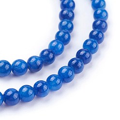 Mixed Color Natural Yellow Jade Beads Strands, Dyed, Round, Mixed Color, 4mm, Hole: 1mm, about 95pcs/strand, 15.75 inch