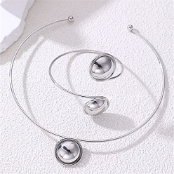 Платина Комплекты из цинкового сплава: чокер и браслет-манжета, платина, внутренний диаметр: 135 мм и 62 мм