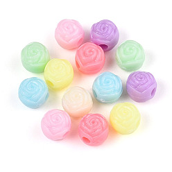 (52) Непрозрачная лаванда Непрозрачные пластиковые бусины, цветок, разноцветные, 7.5~8x8x7.2 мм, отверстие : 2.2 мм, Около 2380 шт / 500 г