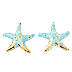 Морская звезда Океан 304 эмалированные подвески из нержавеющей стали, вакуумное покрытие pvd, реальный 18 k позолоченный, прелести морская звезда, 44.5x46x5 мм, отверстие : 1.8 мм