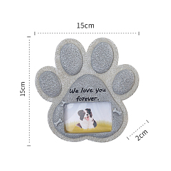 Paw Print Resin Dog Tombstone Commemorate Photo Frame, for Tabletop Display Photo Frame, Word We Love You Forever, Paw Print, 20x150x150mm, Inner Diameter: 70x45x10mm