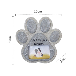 Paw Print Resin Dog Tombstone Commemorate Photo Frame, for Tabletop Display Photo Frame, Word We Love You Forever, Paw Print, 20x150x150mm, Inner Diameter: 70x45x10mm