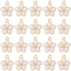 Лавандовый румянец 30подвески из эмалированной стали с покрытием из светлого золота, цветок, лавандовый румянец, 17x14.5x1.5 мм, отверстие : 1.6 мм