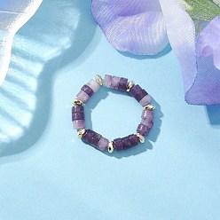 Лепидолит Бусины из гематита и натуральные лепидолитовые кольца для женщин, размер США 8 1/2 (18.5 мм)