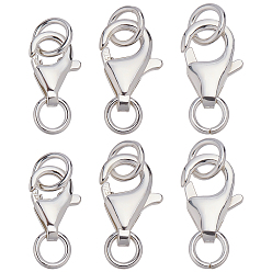 Серебро 6 шт. 3 стили 925 застежки-лобстеры из стерлингового серебра, с прыжковых колец, серебряные, 8~11x5~7x2.5~4 мм, отверстия : 3 mm и 4 мм, 2 шт / стиль